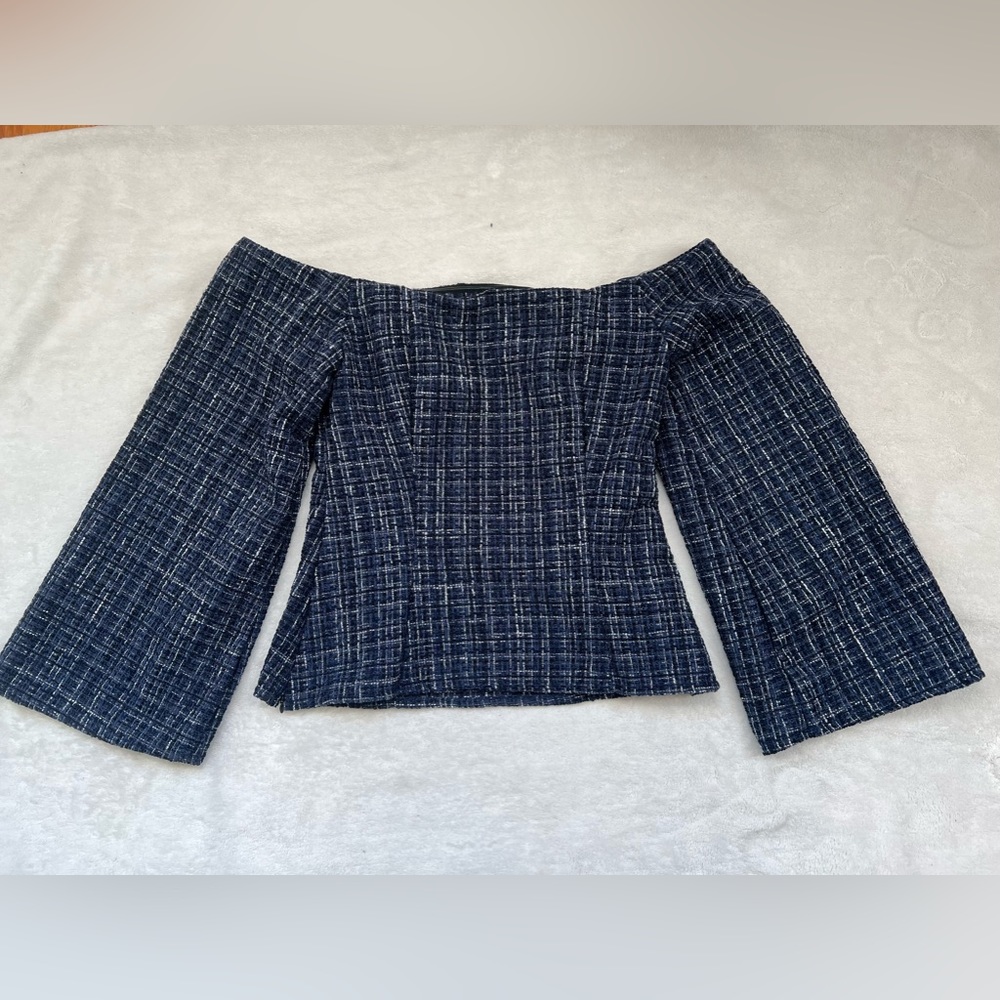 NWT Zara tweed blue blouse xs